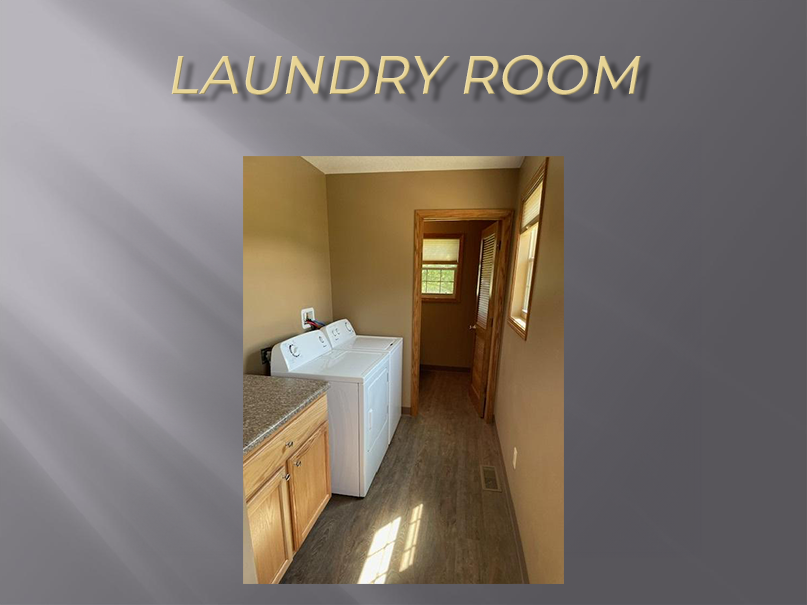 Washer and dryer in a laundry room.